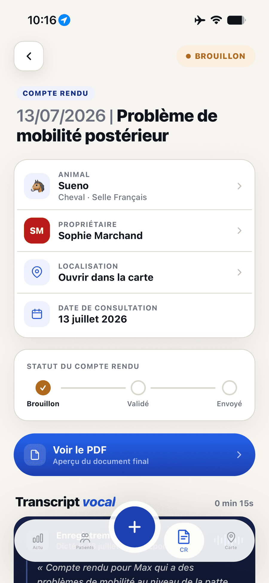 Capture d'écran de l'app Epona