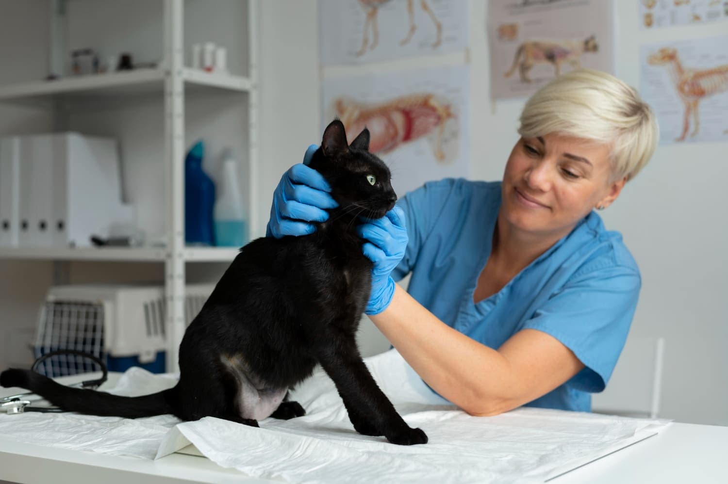 Consultation vétérinaire avec un chat